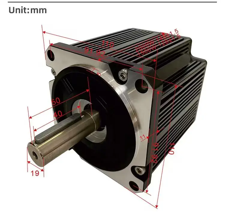 High Torque Brushless Motor 3000rpm 2kw 2000w Low Noise BLDC Motor Single Phase Electric Servo Motor  for Industrial lathe