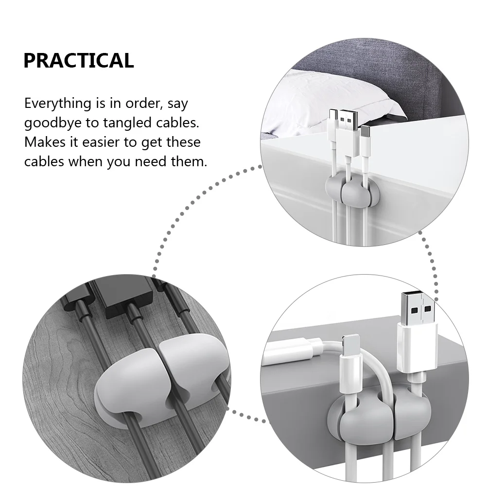 

6 Pcs Manager ganizer Silica Gel Cord Keepers Power Cord Holders Self Adhesive Power Holder CR03 Gray