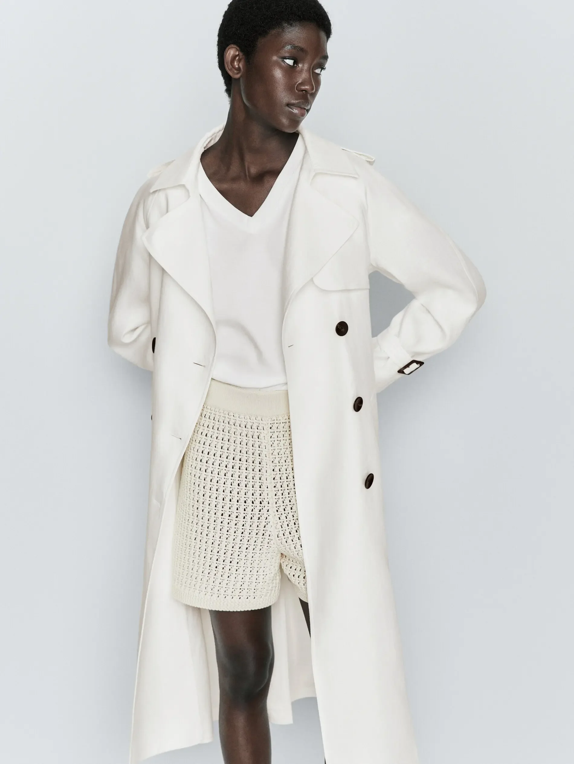 Ethereal costume 2025  massidutti spring new style of Women's stylish crochet casual commuter white knit elastic-waist shorts