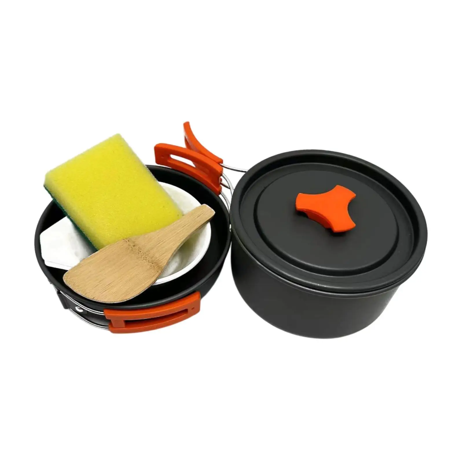 Camping Cookware Mess Kit Frying Pan Cooking Gear Nonstick Bowls Spoon Soup Pot for Outdoor Picnic BBQ Camping Travel