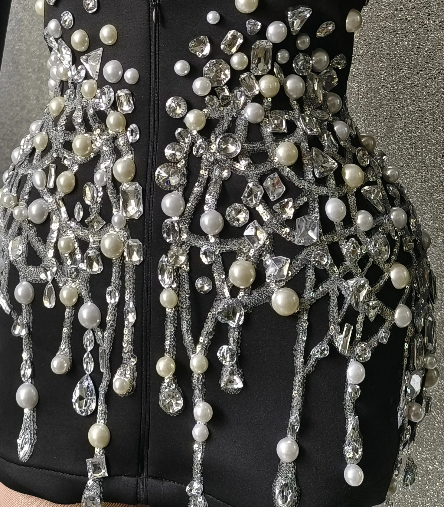 Pearl Dress Sequins Pearls Rhinestones Jacket Sexy Stage Wear DJ Singer Bar Nightclub Jazz Dance Costume Show Performance Wear