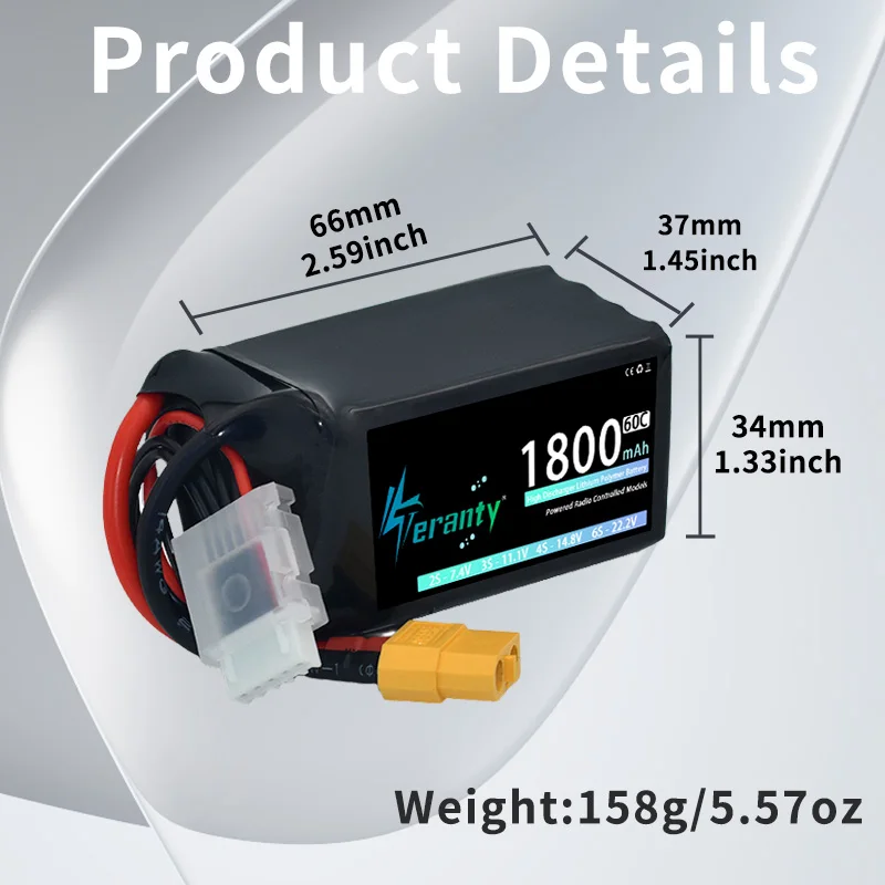 3 قطعة TERANTY 2S 3S 4S يبو بطارية 1500mAh 45C مع T XT30 XT60 JST التوصيل لطائرة هليكوبتر كوادكوبتر FPV الطائرة بدون طيار سباق السيارات #4