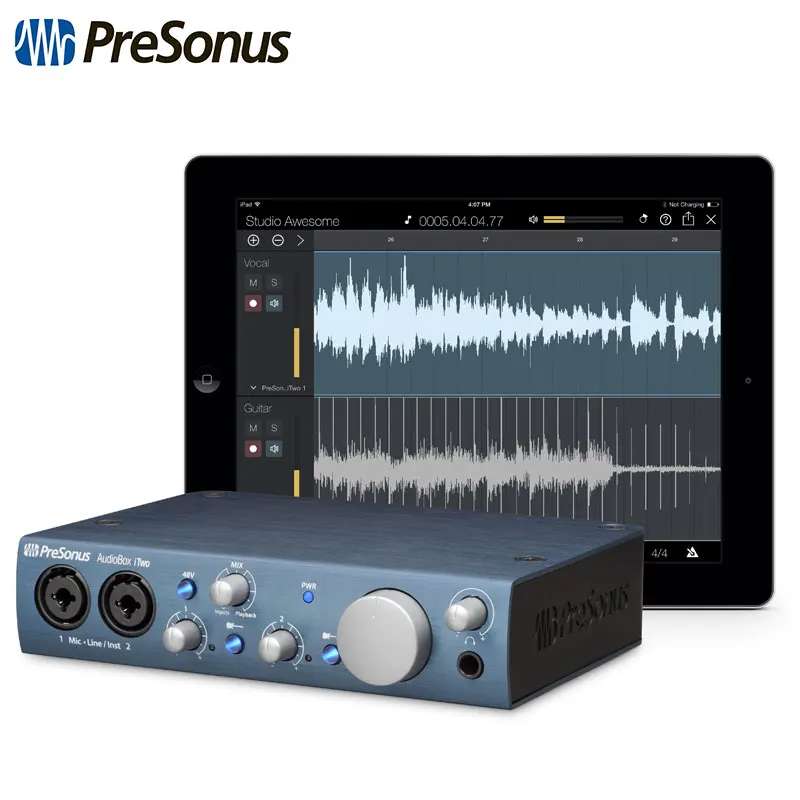 PreSonus AudioBox ITWO interfaz de audio externa USB profesional con preamplificador de micrófono de alto rendimiento para fabricantes en la entrada