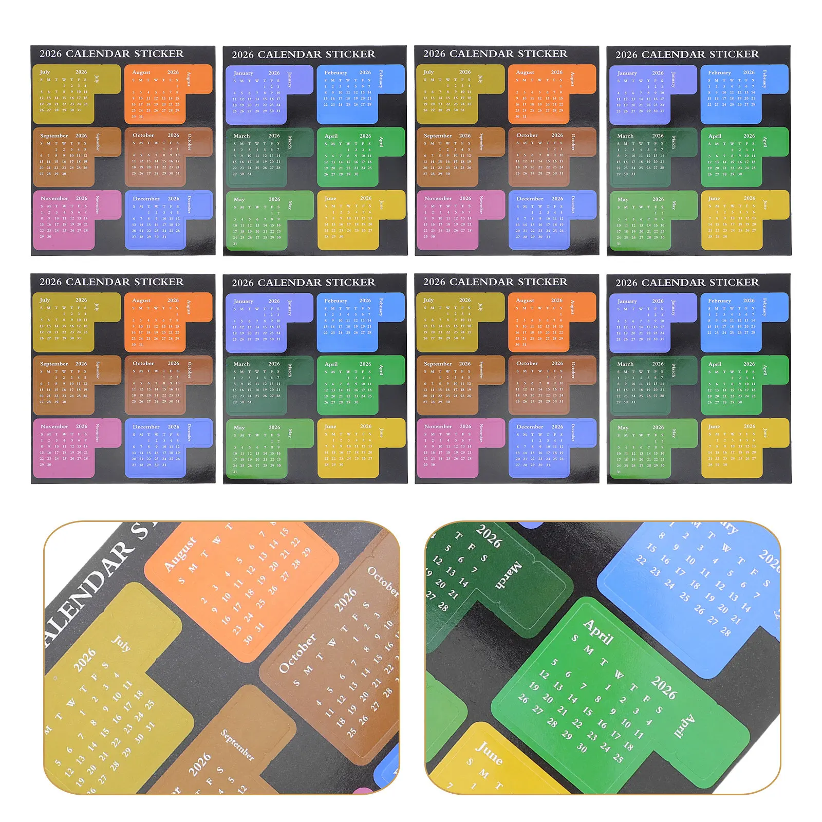 

6Sets Bright Color Calendar Tab Stickers Monthly Planner Index Labels Adhesive Page Markers for Diaries Agendas School Office