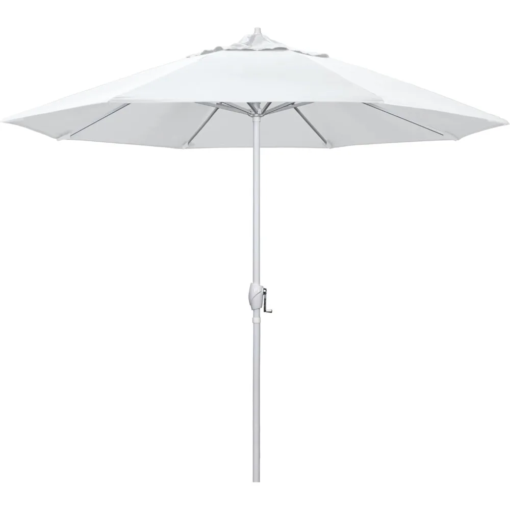 

9' Rd Aluminum Patio Umbrella, Crank Lift, Auto Tilt, White Finish, White