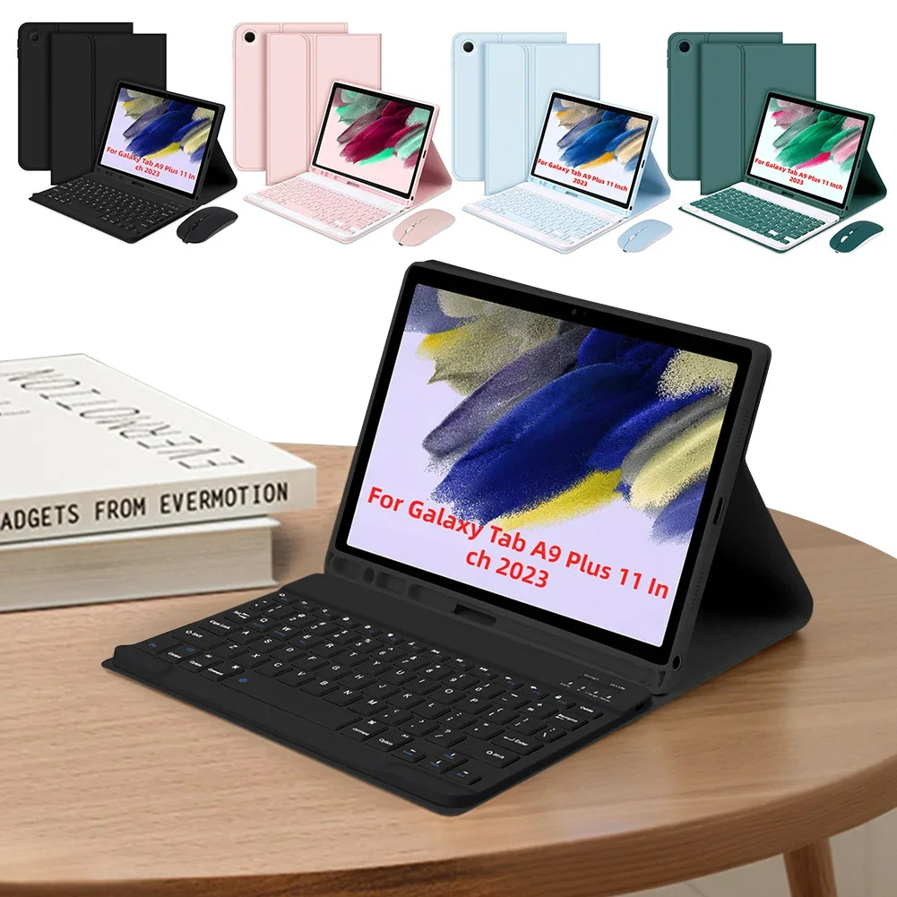 

Защитный чехол X-T для Samsung Galaxy Tab A9 +, чехол с Bluetooth-клавиатурой, чехол с автоматической клавиатурой для сна/пробуждения, аксессуары для беспроводной клавиатуры