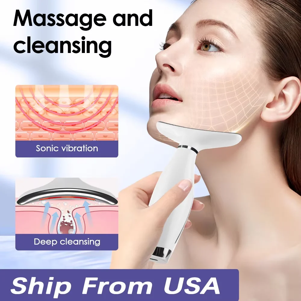 7 가지 모드 목 리프팅 뷰티 장치 전기 얼굴 마사지 LED 조명 진동 얼굴 마사지 이중 턱 목 리프팅 마사지