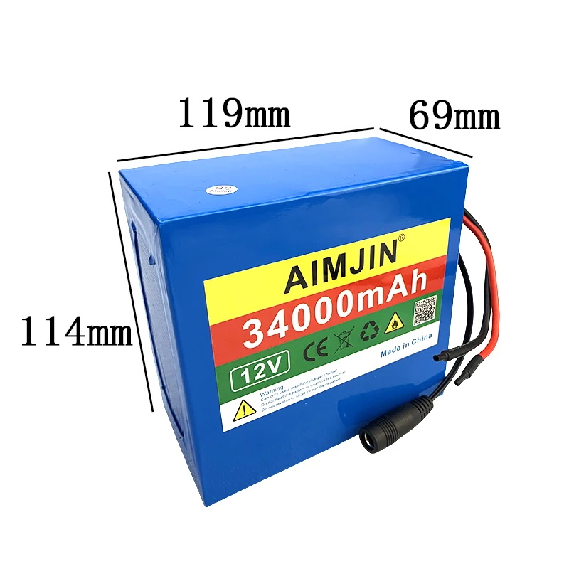 18650 batería 12V gran capacidad 12V 34Ah 18650 placa de protección de batería de litio 12V 34000mAh capacidad