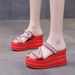 red white slippers Wedge Heels Women Sandals Platform Wedges Shoes Ladies Summer Sandals Beach Sandals High Platform Slippers