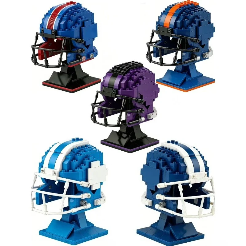 

moc city team helmet creative building blocks league game peripheral assembled brick toys gift for rugby fans