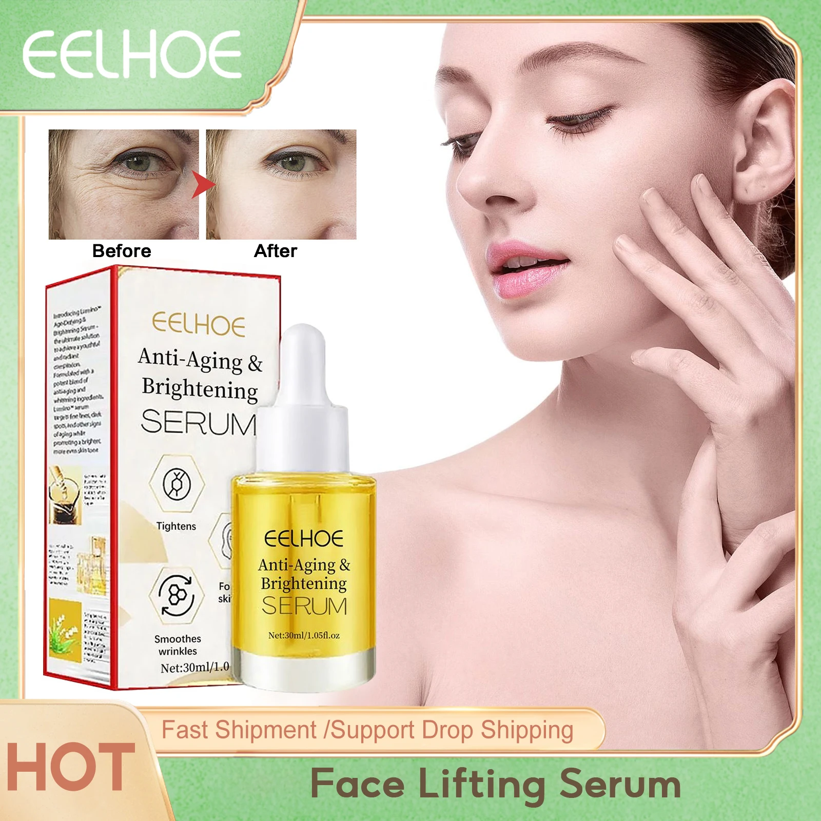 Face Lifting Serum Anti Aging Wrinkle Removal Tighten Firming Rejuvenating Fade Face Fine Lines Brighten Moisturizer Skin Care