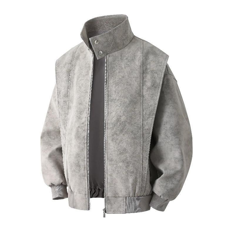 

Men Harajuku Jacket Men American Style Leather Jacket Male Slim Short Stand Collar Baseball Coat Male Black Vintage Jackets