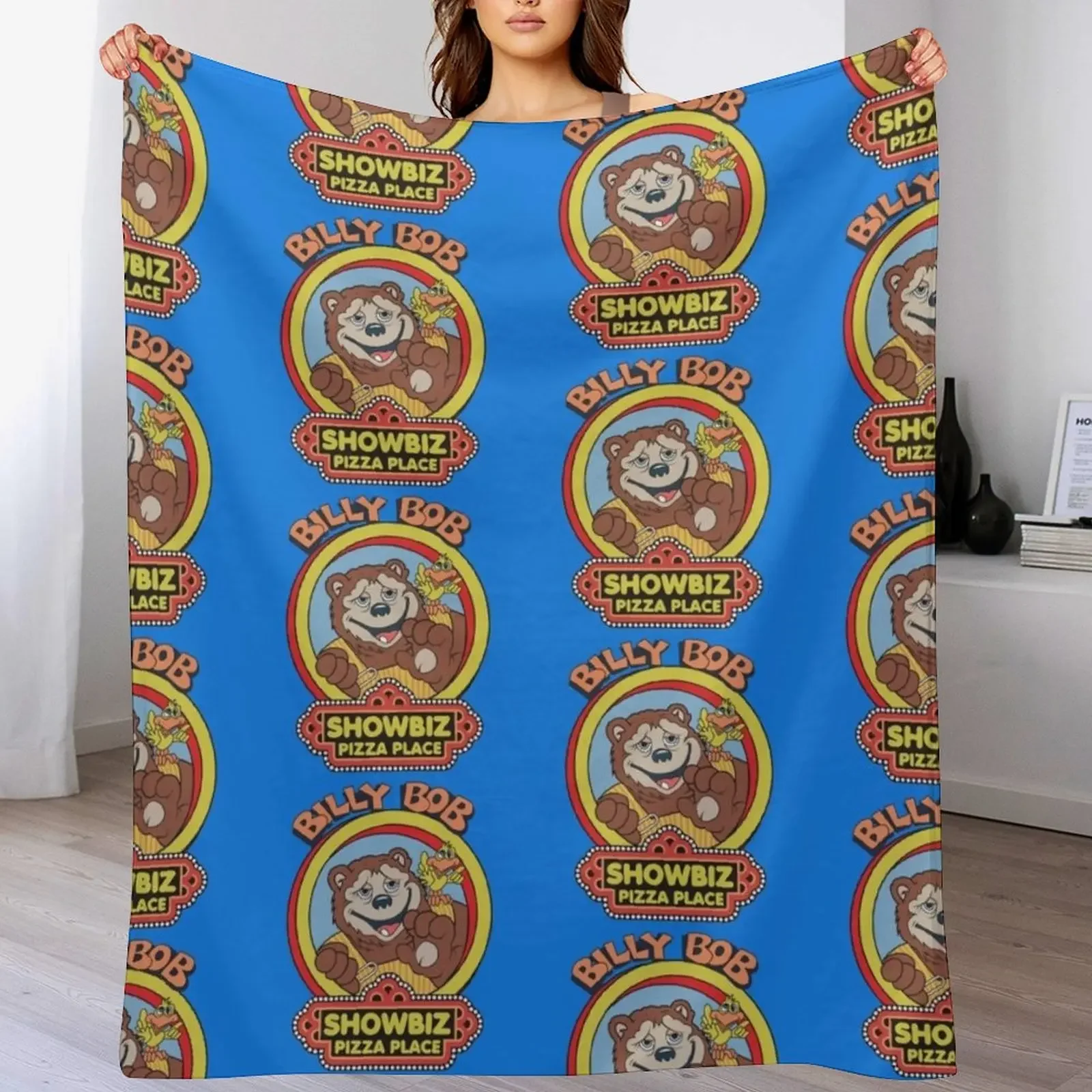

Showbiz Pizza Billy Bob Throw Blanket Bed linens Soft Plush Plaid Weighted wednesday Blankets
