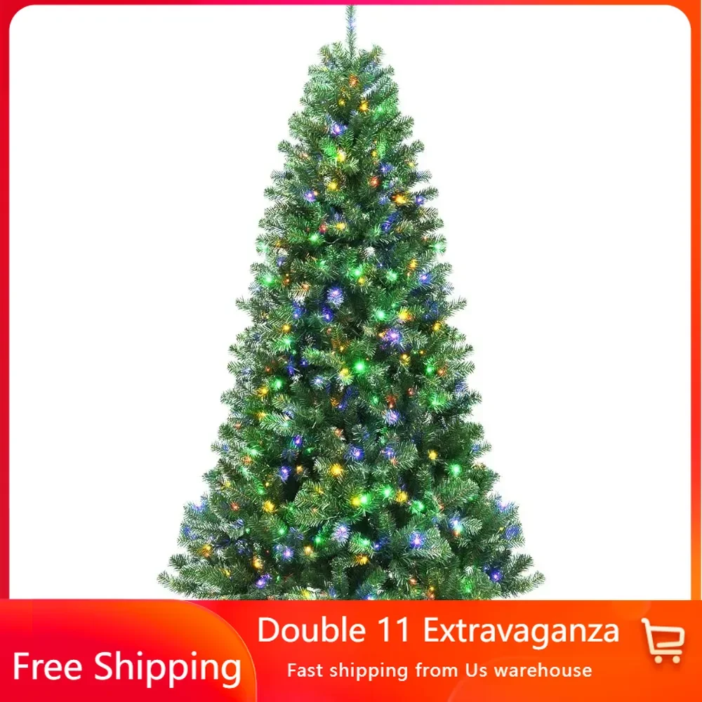 7 Ft Christmas tree with 9 lighting modes, equipped with 1181 PVC supports and 500 LED lights, remote control and metal bracket