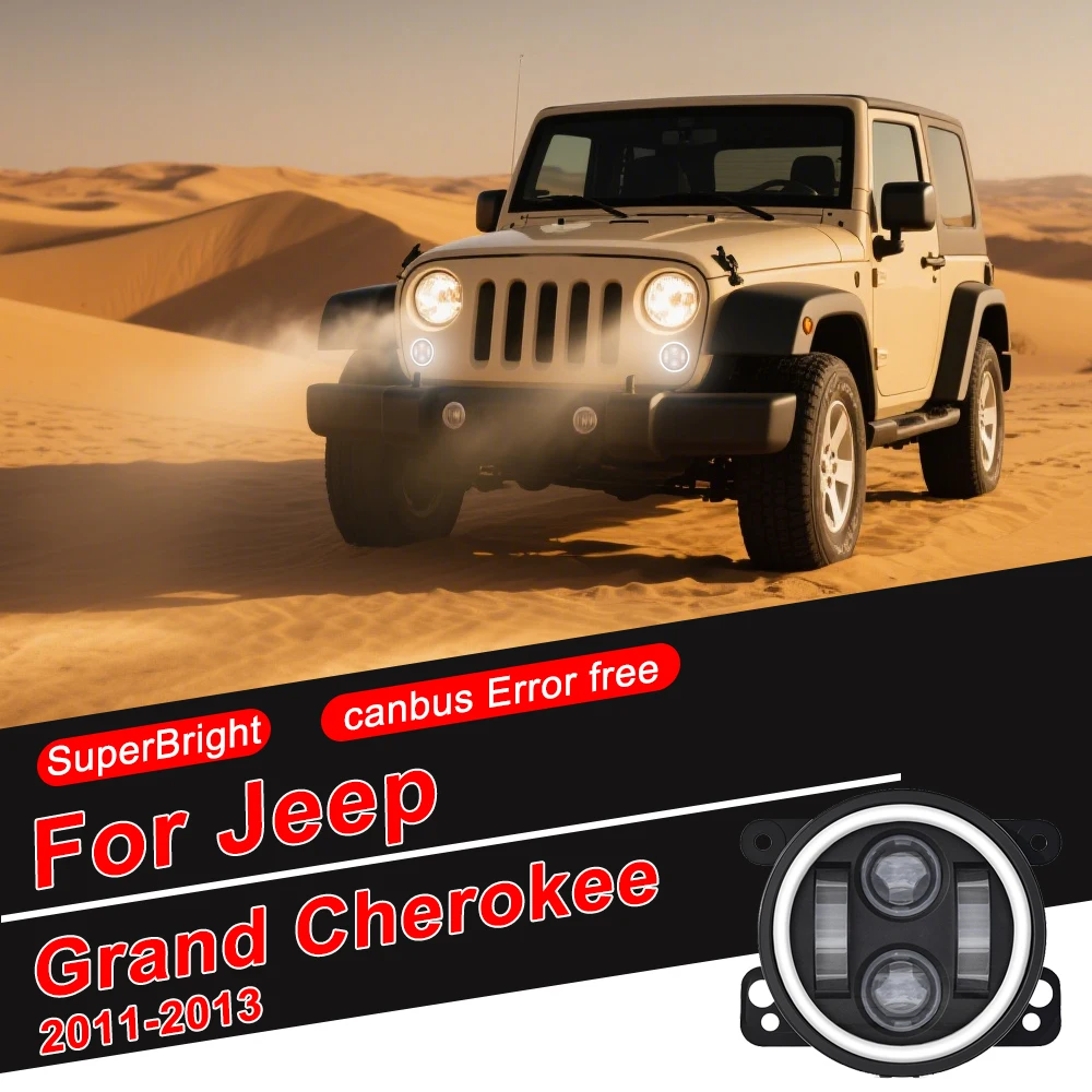 

4 Inch LED Fog Lights For Jeep Grand Cherokee 2011~2013 Round Car Driving Light with White Ring DRL Offroad Fog Lamps ﻿