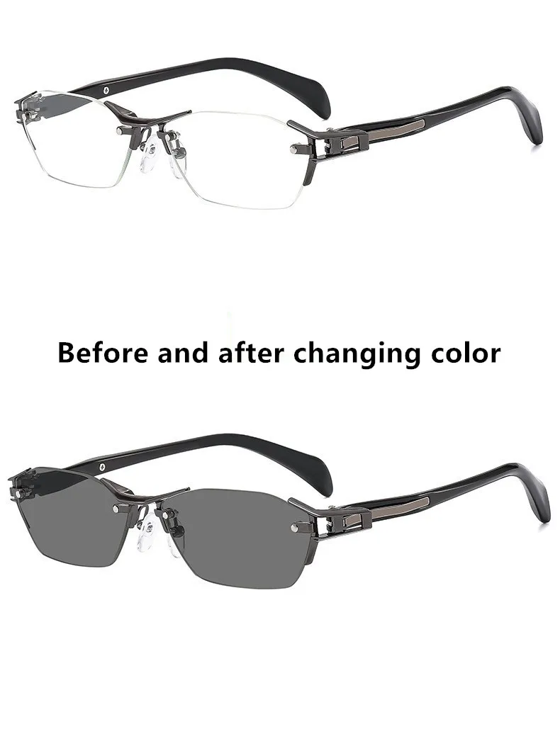 2025Neue Lesebrille für Männer und Frauen, randlos, Antiblulett, Brille, Unisex, photochrome Leser, modisch, Retro, vielseitig, Trendbrille – Detail 12