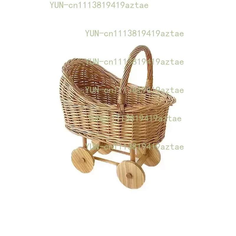 Rattan Trolley Flower Basket Floral Decoration Material Flower Arrangement Ornament