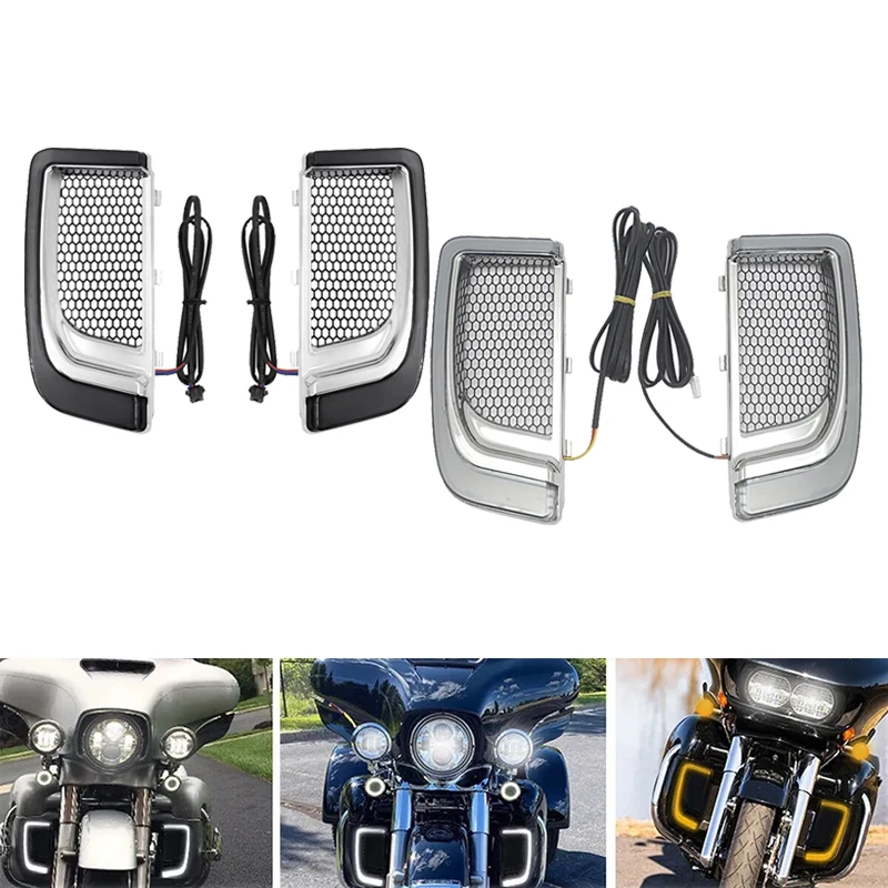 

Светодиодный обтекатель мотоцикла, нижние грили, фонари для Touring Street Electra Glide Tri Glide FLHTKSE CVO Limited FLHTCU