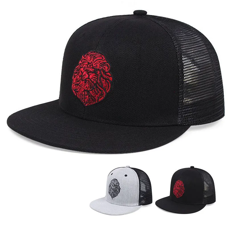 

Flat Brim Trucker Cap Unisex Flat Brim Street Embroidery Mesh Baseball Hip Hop Snapback Hat