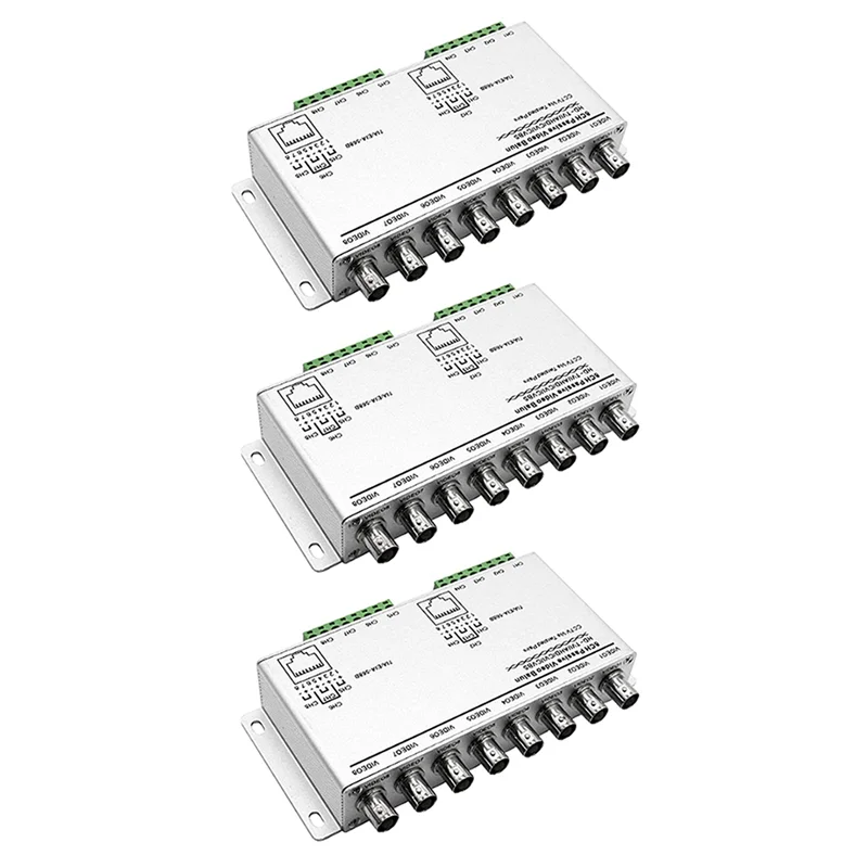 

3X 8-канальный UTP 720P/1080P HD пассивный видеотрансивер, BNC к Cat5/5E/6 RJ45 (T568B) UTP кабельный преобразователь видеопередатчик