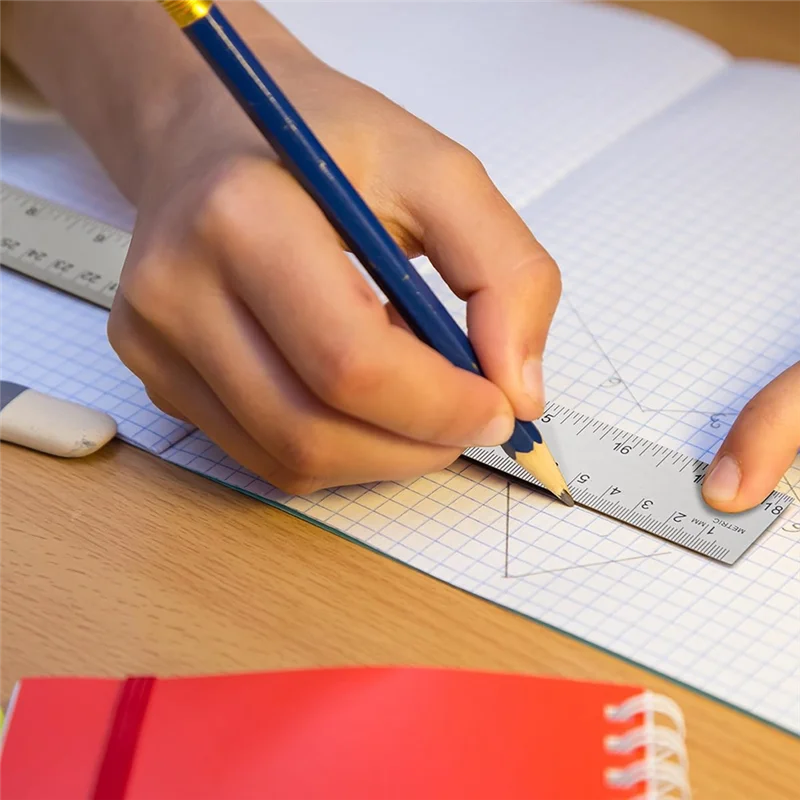 Металлическая линейка QWE-3 PCS с пробковой подложкой, как показано на рисунке Линейки из нержавеющей стали 6 + 12 + 18 дюймов — имперская и метрическая для школьного офиса