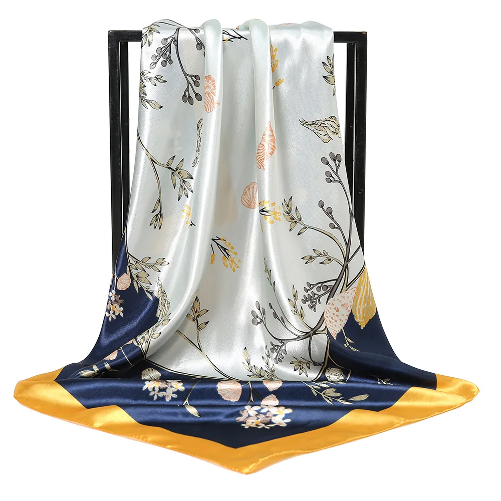 

Popular Soft and Light Daily Wear Mother Silk Scarf Temperament Versatile Mother's Day Romantic Flower Square Scarf