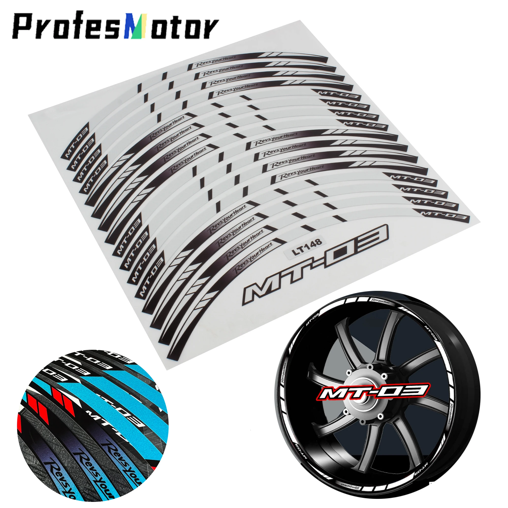 

Reflective Motorcycle Rim Sticker Wheel Hub Stripe Tire Decal Tape For YAMAHA MT03 Waterproof Motobike Parts