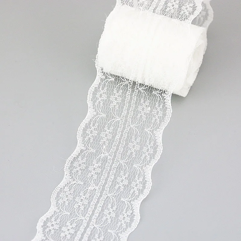 (5 Yards/roll) 45mm White Lace Fabric Webbing Decoration Gift Packing Material Handmade DIY Laces