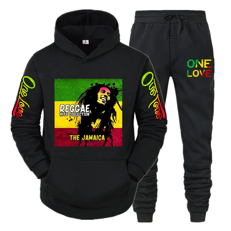 Ladies/Men\'s Hoodie Bob Marley Legend Reggae One Love Print Sweatshirt Winter Fashion Casual Top Long Sleeve+ Pants Suit Clothes