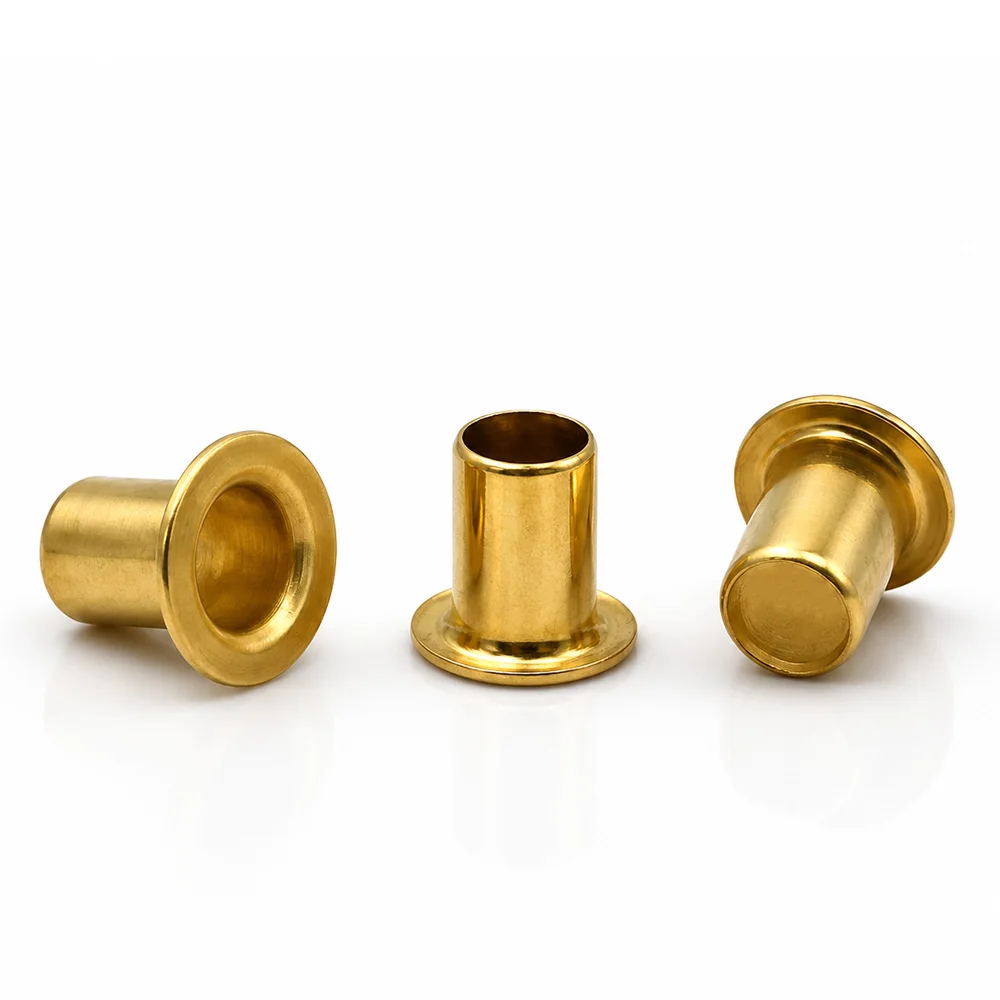 Brass Eyelet Grommets Hollow Tubular Rivets Through Hole Eyelet Rings Metal Fasteners M0.9-M6