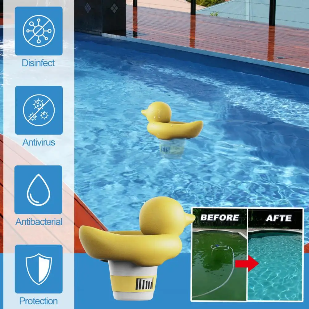 Tablet Dispenser for Pool Effervescent Tablet Duck Dispenser for Swimming Pool Easy Operation Cartoon Shape Pool Accessories