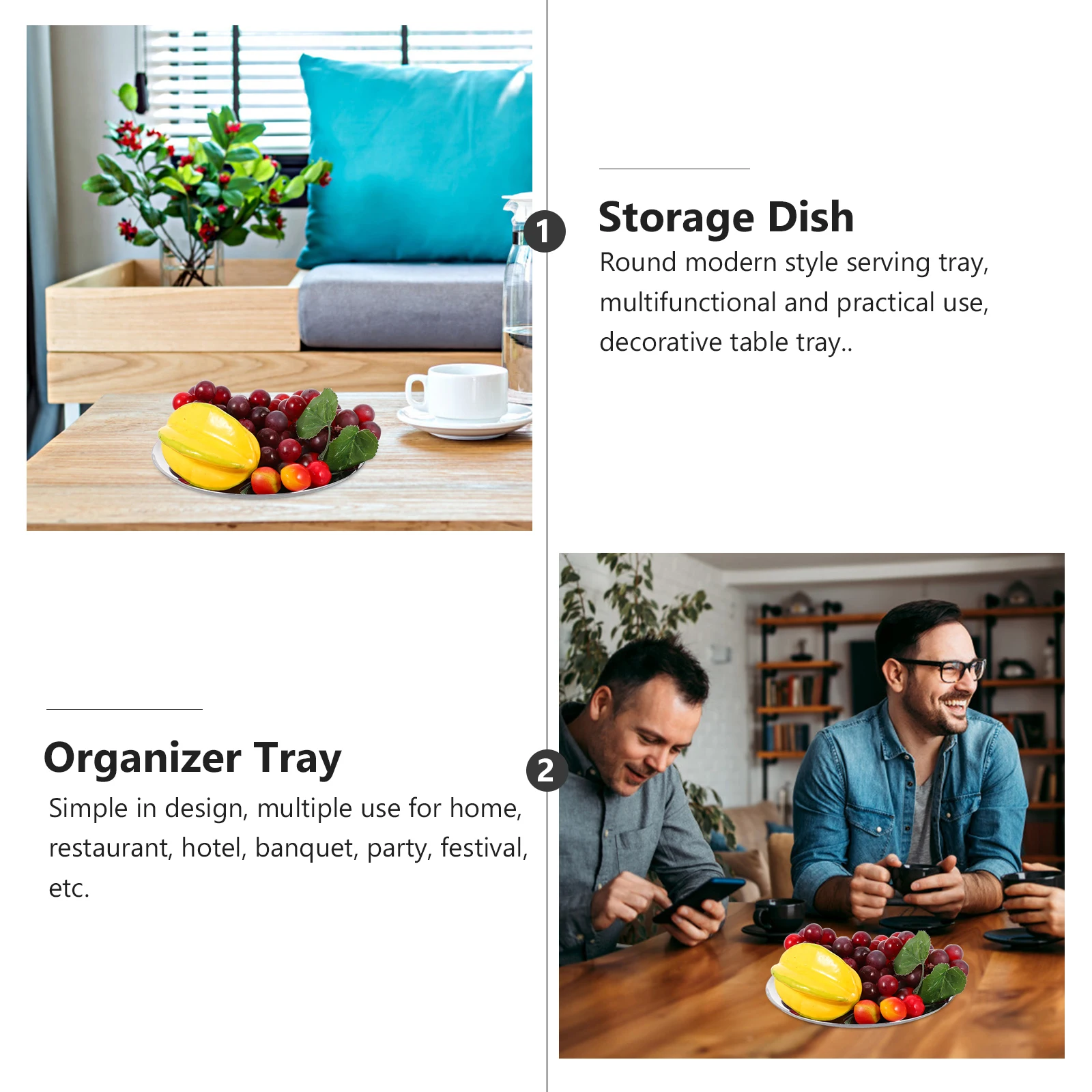 

Metal Storage Tray Jewelry Organizer Plate Modern Decorative Decorations Fruit Serving Display Dish Stainless Steel Miss