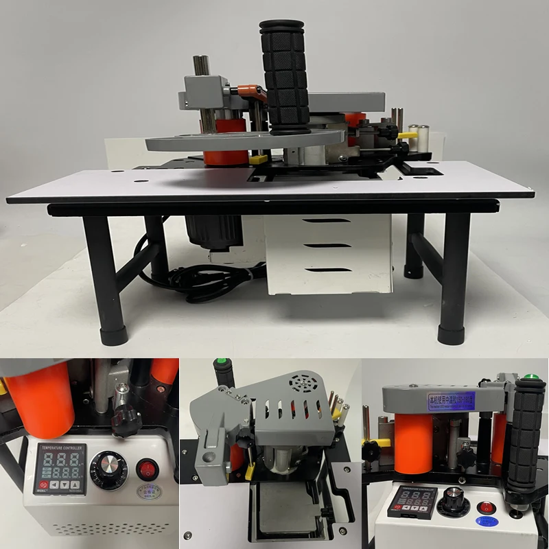 Edge Banding Machine Wood Edge Bander Portable Wood PVC Two-sided Gluing Edge Bander with Tray Cut Adjustable Speed 1200W 1000ml
