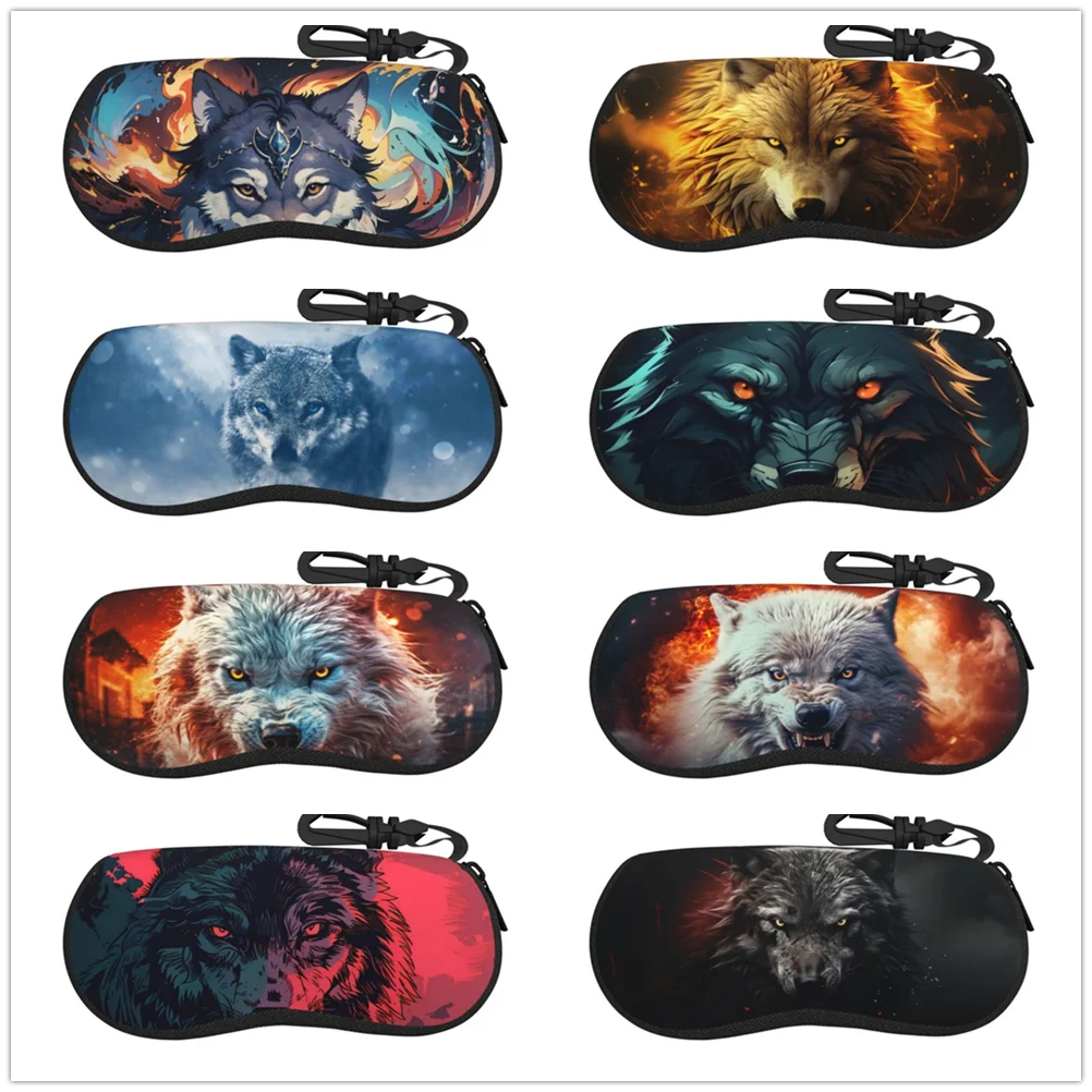 

wolf Fierce animal Glasses Case Portable zipper soft-shell eyewear case is suitable for eyewear cosmetics storage eyewear case