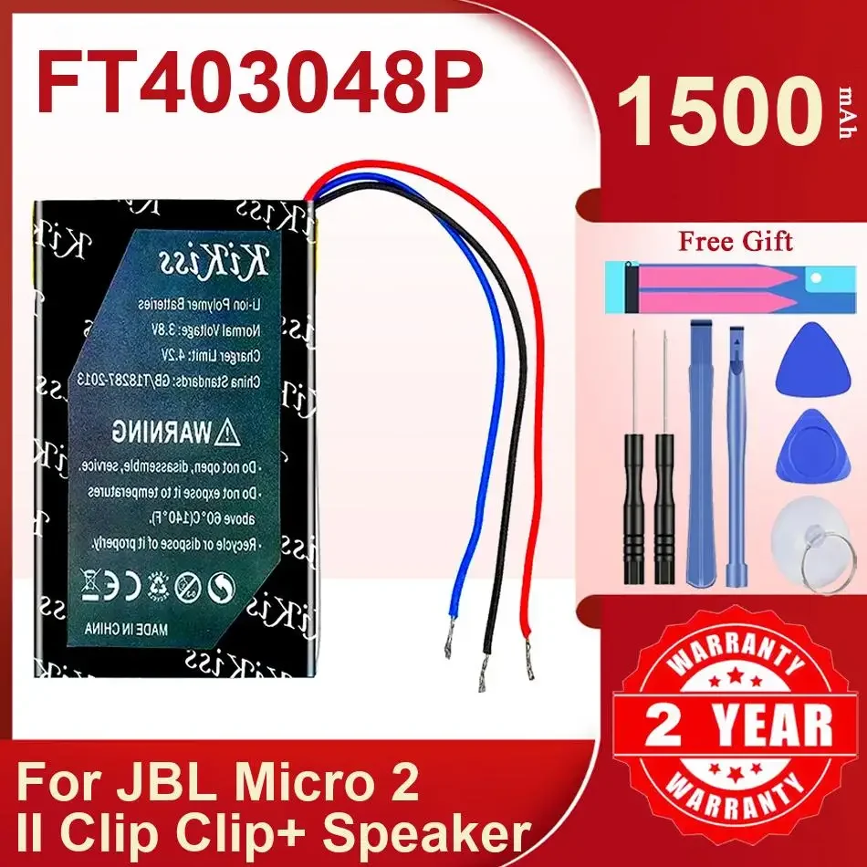 Replacement Battery For JBL Micro 2 II Clip Clip+ Speaker,FT403048P,1500mAh