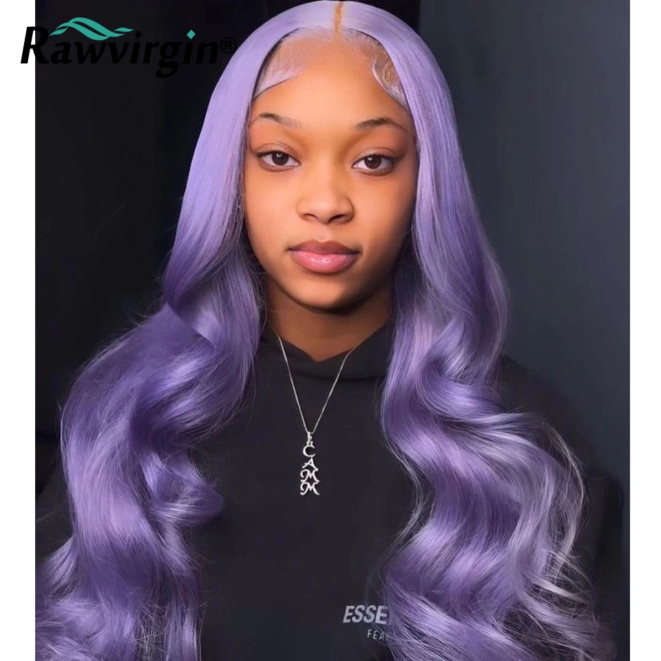 32 34 Inch 13X6 Lace Frontal Wig Light Purple Colored 13x4 Body Wave Lace Front Human Hair Wigs Women 200% Transparent Lace Wig