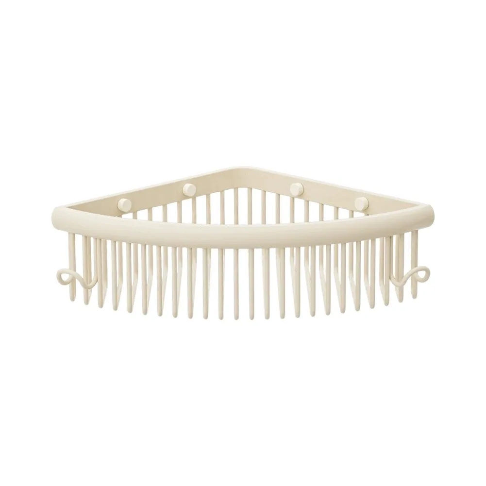 Mesh Basket Organizer White Corner Shower Shelf Lightweight And Sturdy Damp Environment Use Space Aluminum Material
