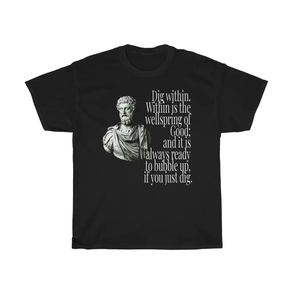 Dig Within Marcus Aurelius Philsopher Stoic Roman Emperor Unisex Heavy Cotton Tee