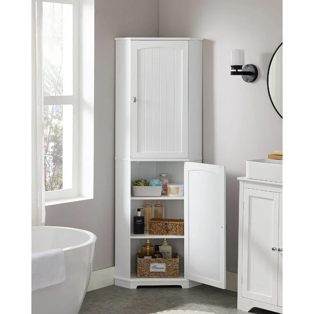 

Bathroom Storage Cabinet with 2 Doors and 4 Adjustable Shelves, for Bathroom, Kitchen, Living Room, Modern Farmhouse Design