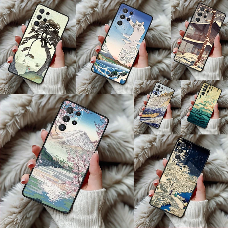 Ukiyo-e Japanese style Art Phone Case For Samsung Galaxy S24 S25 S26 Ultra S22 S23 Plus S21 S20 FE Note10 TPU Cover