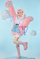 Miccostumes PM Derivative Pullover Hoodie with Detachable Bag Design Furry Cat Paw Gloves Kawaii Sweatshirt