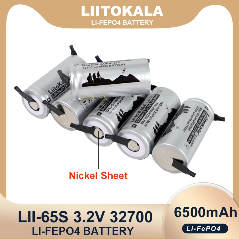 

LiitoKala LII-65S 32700 LiFePO4 3.2V 6500mah 33A 55A battery welded strip Nickel Sheets For screwdriver Electric Bike powered