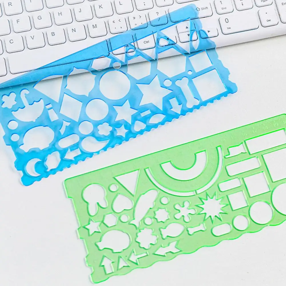 2Pcs Clear Geometric Drawing Ruler Multifunctional Precise And Easy-to-Use Geometric Triangle Protractor Straightedge Hollow-out