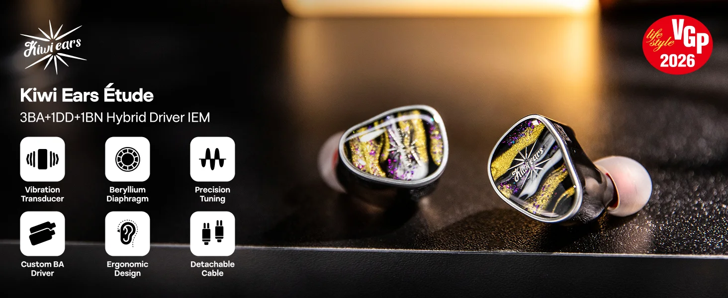 Linsoul Kiwi Ears Étude Beryllium DD + 3BA + Vibrationswandler HiFi IEM Kopfhörer mit Präzisions-Tuning-Ohrhörer mit Kabel – Detail 1