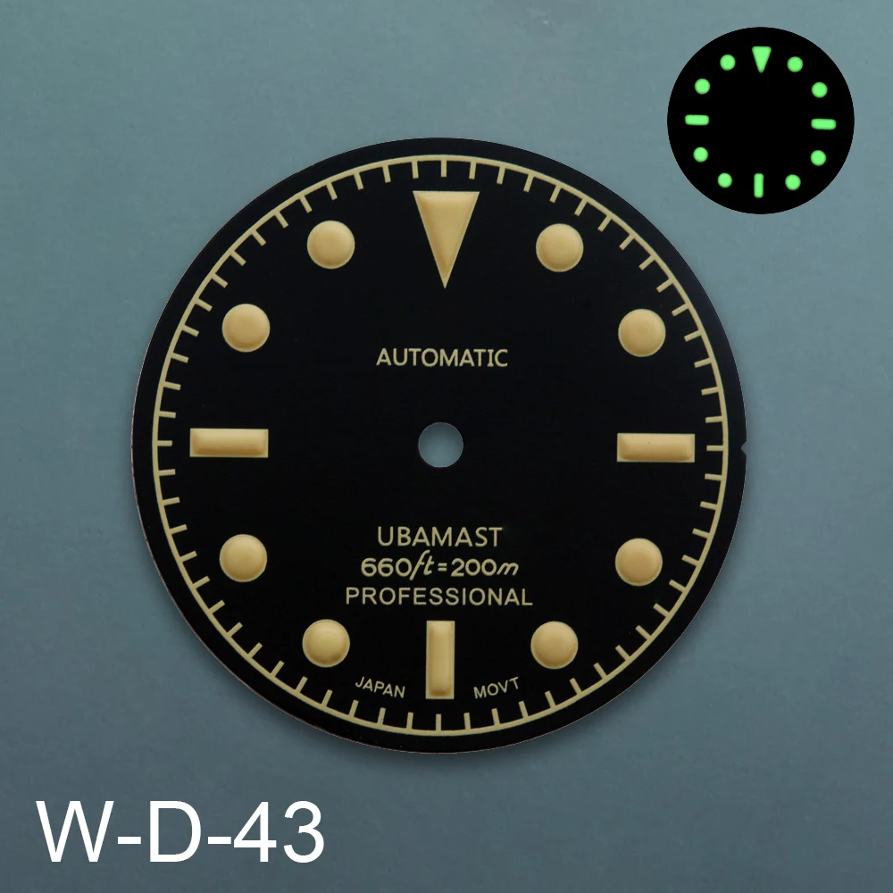 28.5 مللي متر S شعار ريترو SKX 007 الطلب صالح NH35/NH36 اليابان حركة الأخضر مضيئة عالية الجودة ساعة مزدوجة تعديل الملحقات