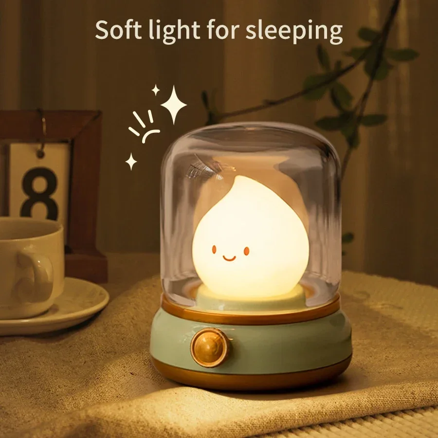 Mini lámpara de queroseno LED de noche, lámpara de escritorio regulable recargable, regalo creativo para niños, luz de decoración del hogar para