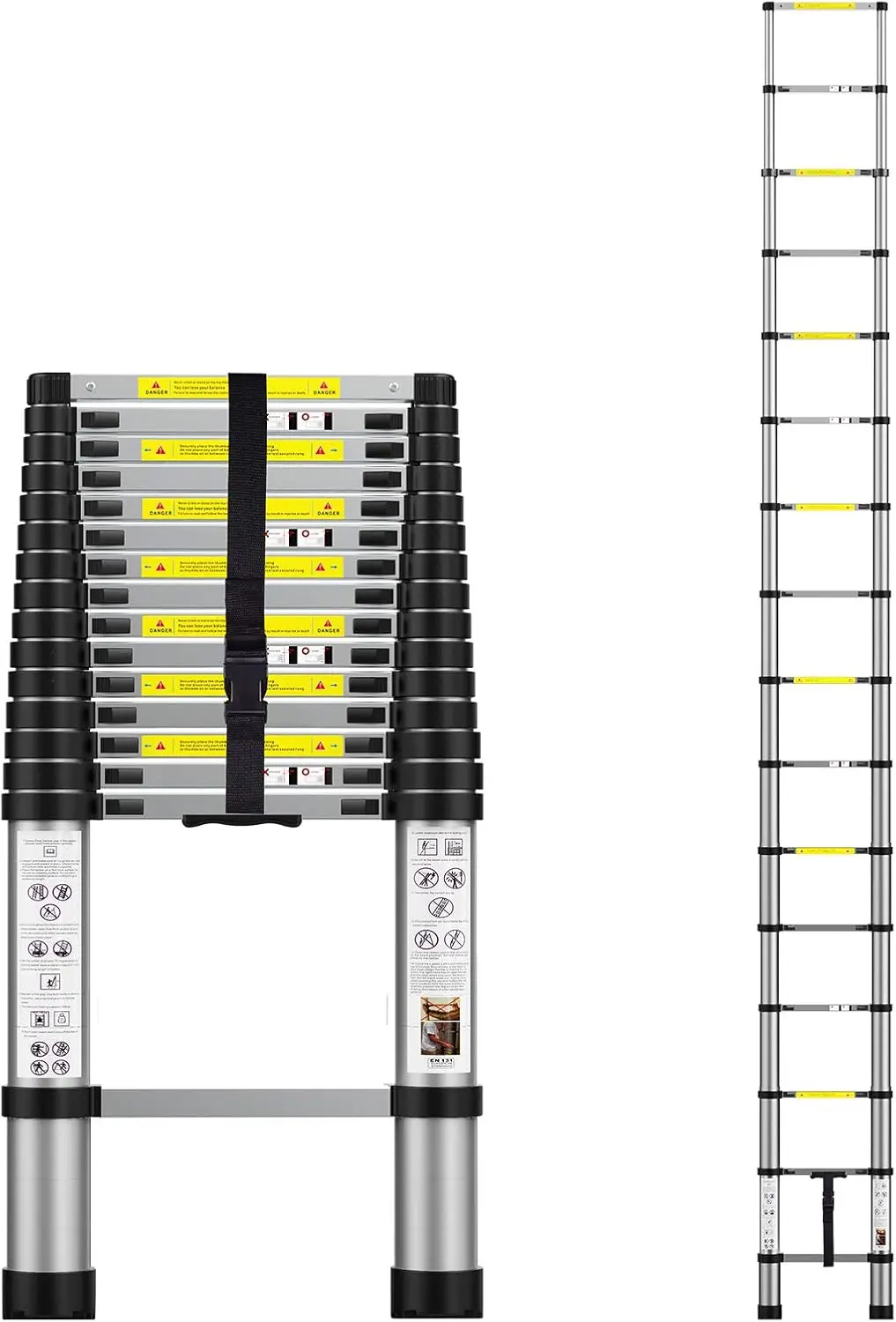 Telescoping Extension Ladder , Aluminum Telescopic Ladders with Carry Bag for Outdoor Indoor Use