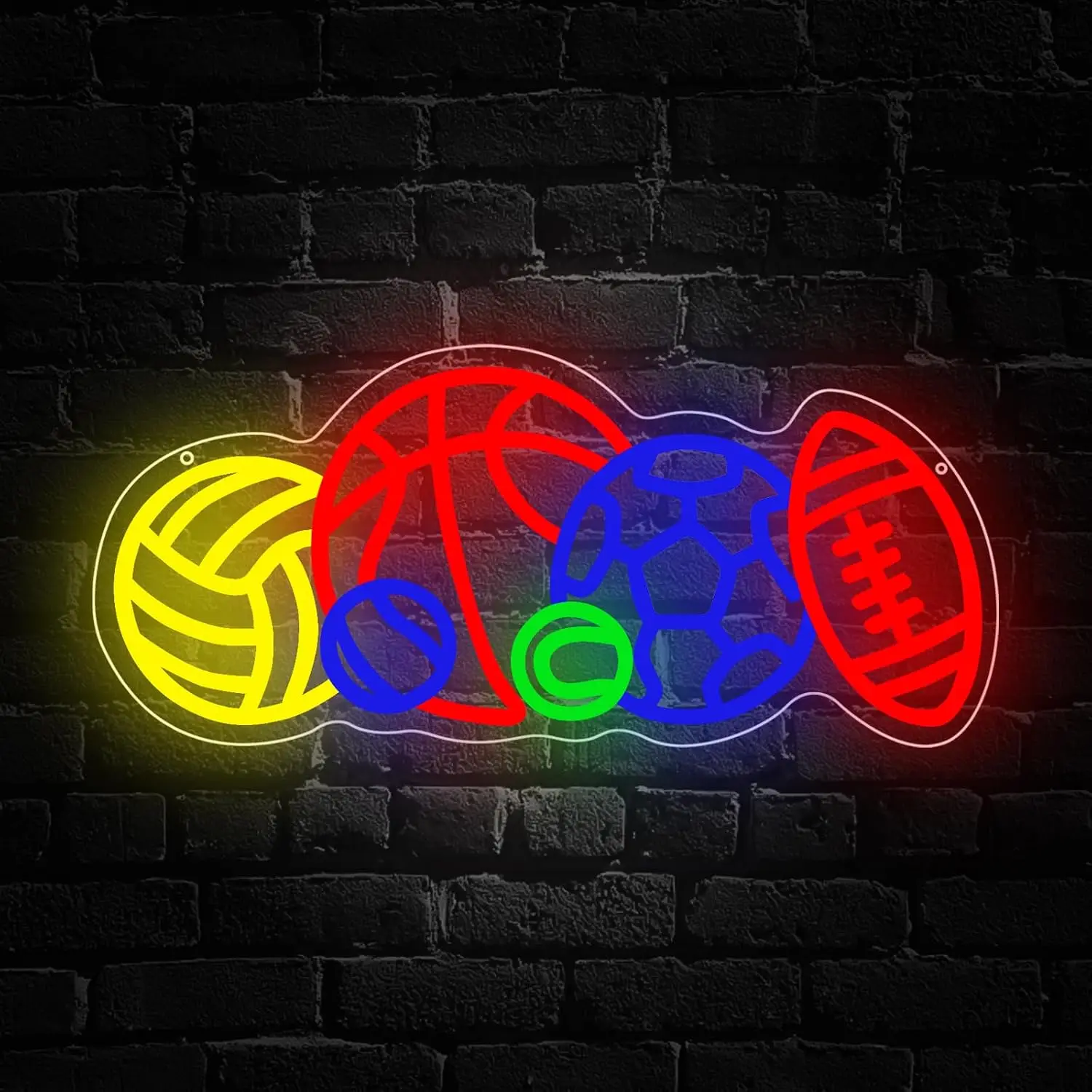 Sports Neon Sign LED Neon Light Basketball Soccer Football Volleyball USB Lamp for Gym Boys Room Game Room Bedroom Decor Gift