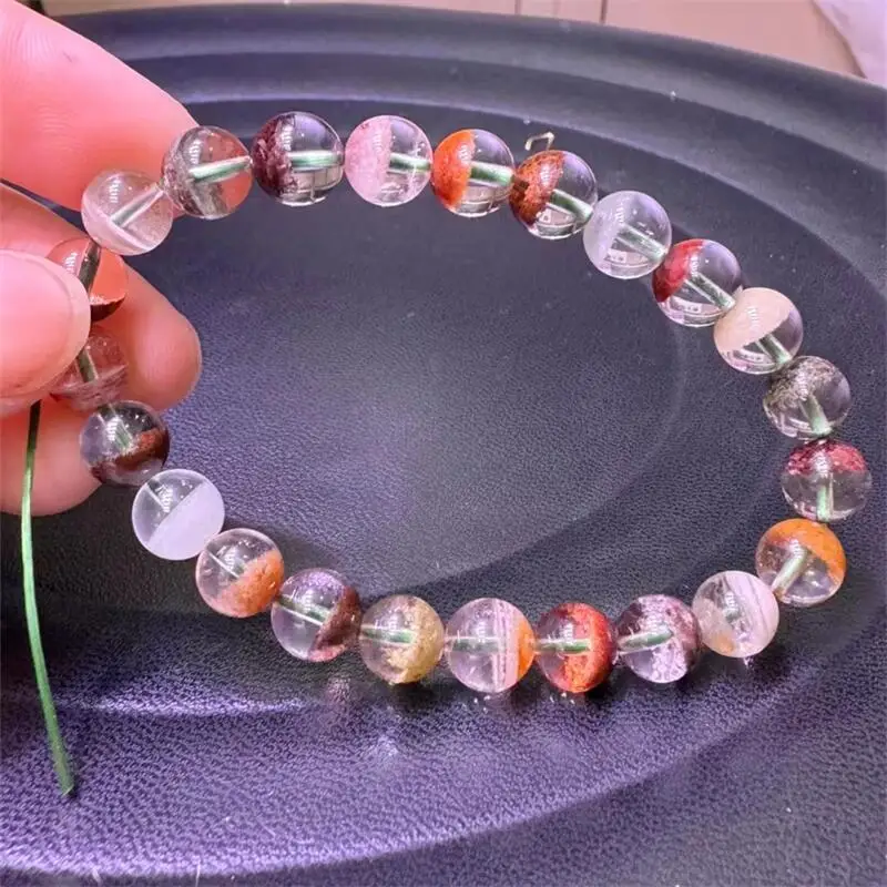 8MM Natural Colored Garden Quartz Bracelet Colorful Gemstone Bead Strings Fashion Beautifully Jewelry For Men And Women 1PCS