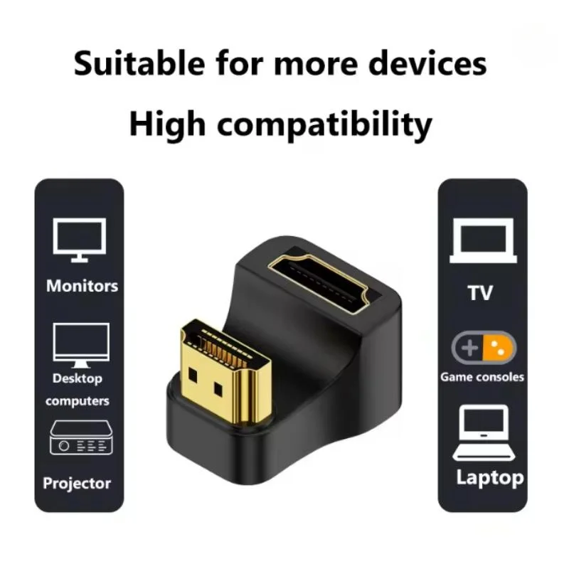 UHD 8K@60HZ HDTV 2.1 Adapter 360 Degree Angled U-shaped Male to Female HDMI-Compatible Adapter Converter for HDTV PS4 PS5 Laptop